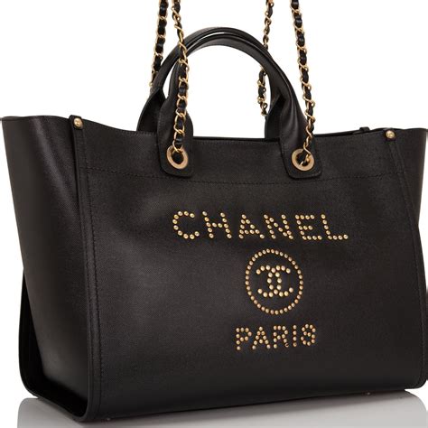 chanel shopper tote black|Chanel large shopping tote.